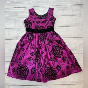 Jona Michelle Girls Size 7 Pink & Black Floral Party Dress Holiday